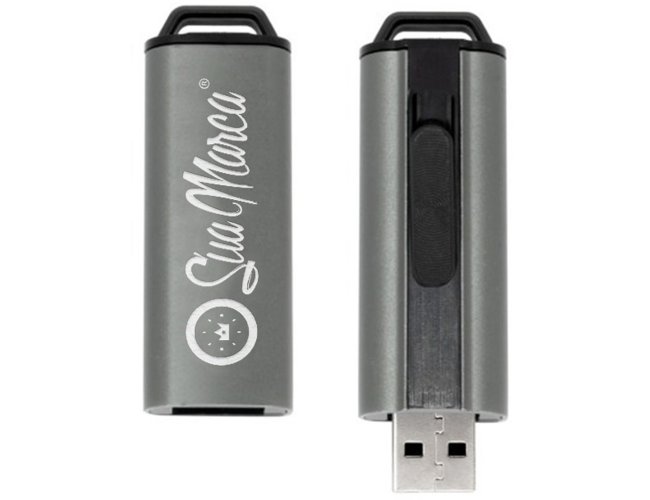 Pen Drive Personalizado Retrtil De Metal E Plstico