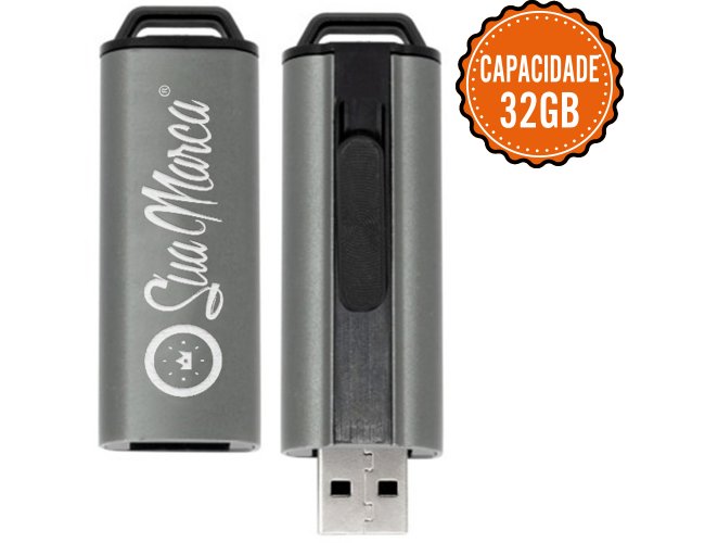 Pen Drive Personalizado Retrátil De Metal E Plástico Com Capacidade De 32GB