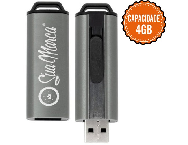 Pen Drive Personalizado Retrátil De Metal E Plástico Com Capacidade De 4GB