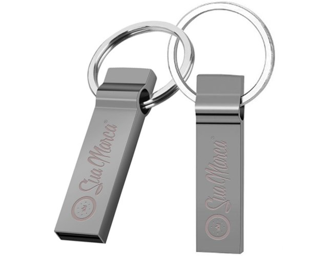 Pen Drive Personalizado Retangular De Metal Com Argola Para Chaveiro