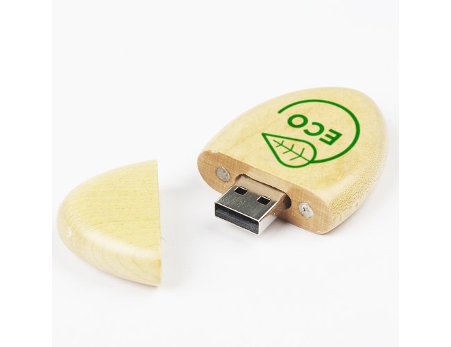 Pen drives ecológicos personalizados ovais de madeira