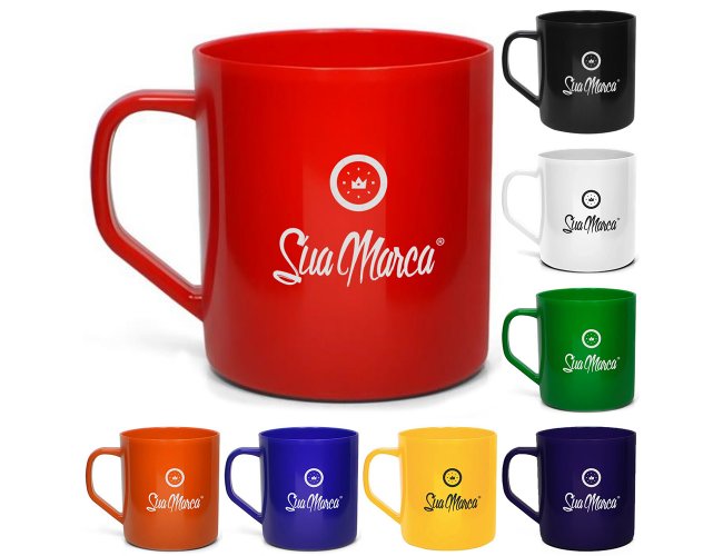 Caneca Personalizada De Plástico Com Capacidade De 400ml