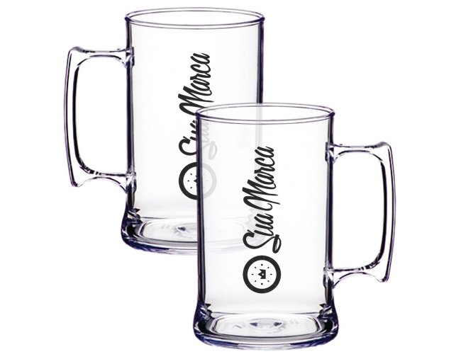 Caneca De Chopp Personalizada De Acrílico Com Capacidade De 500ml