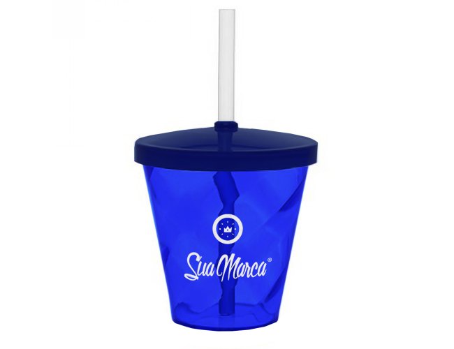 Mini Copo Twister Personalizado De PS Cristal Com Tampa E Canudo Capacidade De 350ml