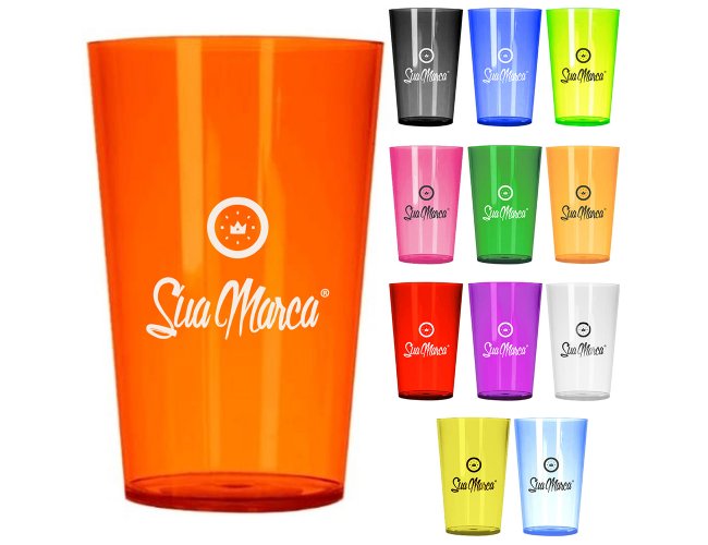 Copo Personalizado De PS Cristal Liso Com Capacidade De 550ml