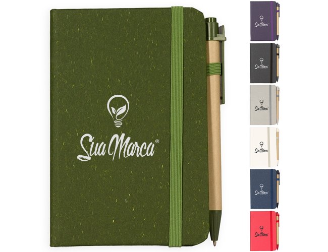 Caderneta Personalizada Ecológica E Caneta XV8288